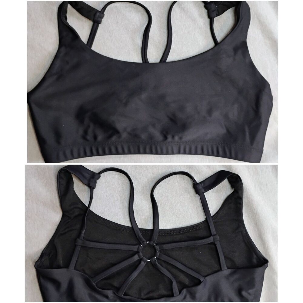 Onzie Flow Infinity Sports Bra Womens S/M Black Strappy Back Unlined Yoga Active
